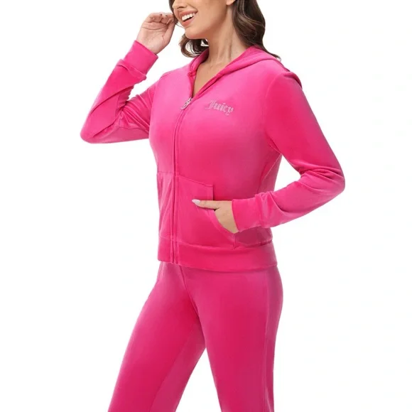 Juicy Couture Pink Velour Tracksuit- M - Picture 8 of 10